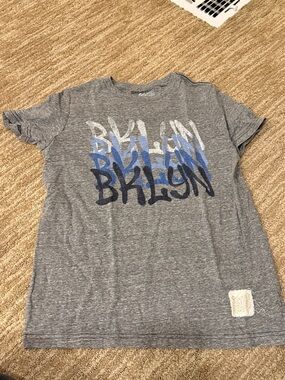 Kids Retro Brand Grey Graphic 'BKLYN' Short Sleeve Tee
